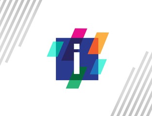 Wall Mural - Creative square initial letter I with colorful diagonal line logo design