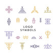 Vector set of line art symbols for logo design in boho and hipster style.