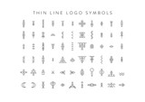 Fototapeta Boho - Vector set of line art symbols for logo design and lettering in boho and hipster style.