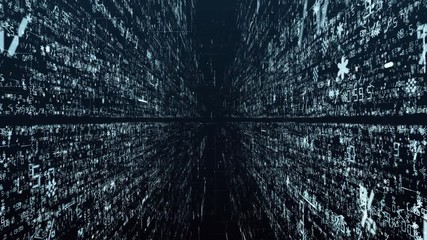 Wall Mural - modern digital space consists of a program code or a large amount of data. the modern era of technol