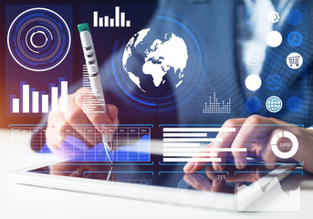 Wall Mural - Business analysis and stock market analyzing