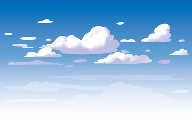 vector blue sky clouds. anime clean style. background design