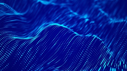 Big data visualization 3D. Technology blue wave. Analytics representation. Digital background. 3d rendering.