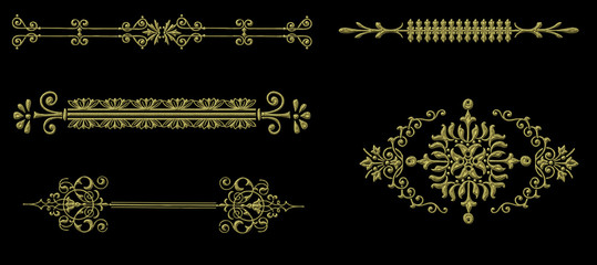 Wall Mural - 3d golden vintage embroidery pattern