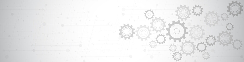 Wall Mural - Cogs and gear wheel mechanisms. Hi-tech digital technology and engineering. Abstract technical background.