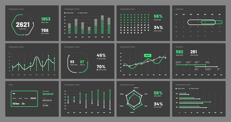 Wall Mural - elements of infographics on a black background. use in presentation templates, flyer, leaflet and co