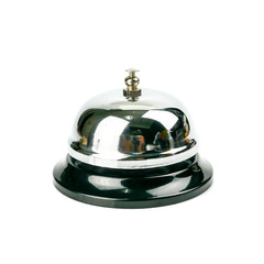 Hotel reception service desk bell or Restaurant bell silver metal chrome isolated on white background