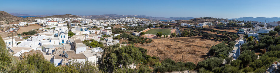 Wall Mural - Panorama with Houses, church and buildings in Plaka village