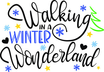 Wall Mural - Walking in a winter wonderland decoration for T-shirt