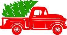 Christmas Truck With Tree Decoration For T-shirt