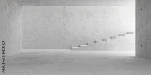 Dekoracja na wymiar  abstrakcyjny-pusty-nowoczesny-betonowy-pokoj-ze-schodami-i-oswietleniem-od-sciany-bocznej-industrialne-wnetrze