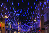 Fototapeta Nowy Jork - Christmas decorations in Lisbon, street lighting, Portugal