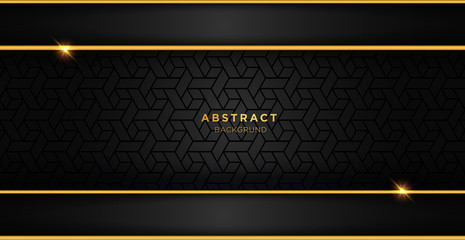 black and gold luxury template background with ornament, can be used for premium wedding invitation,