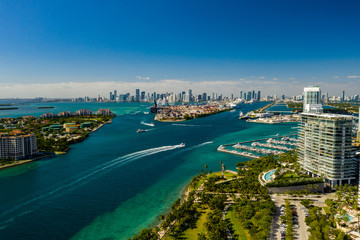 beautiful miami beach scene shot from aerial tour