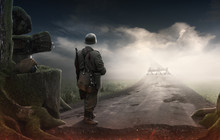 Surrealistic Image With Dead Soldier Look At Heaven World War Picture