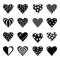 Sticker - Vector illustration of Decorative hearts set for valentines day