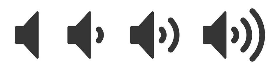 Wall Mural - set of volume icons. black volume sound icons