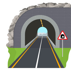 Wall Mural - Cartoon Color Tunnel Highway Scene Concept. Vector