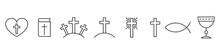 Set Of Outline Christian Icons. Religion Icons