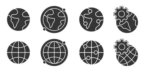 Poster - global communication icons set - vector.
