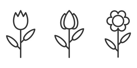 Wall Mural - outline flower icons set. vector illustration