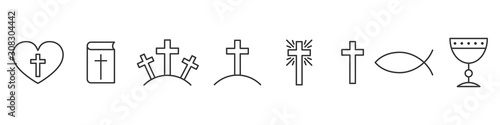 Fotografía Set of outline christian icons. Religion icons