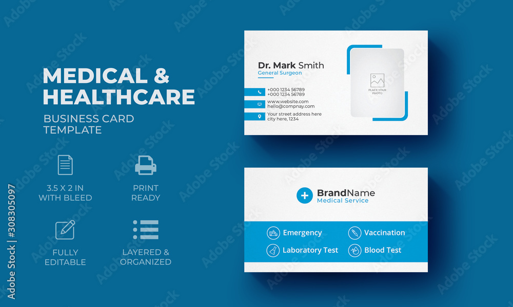 Medical and Healthcare Business Card Template | Clean & Modern Medical Business Card Stock Vector | Adobe Stock medical-and-healthcare-business-card-template-clean-modern-medical-business-card-stock-vector-adobe-stock