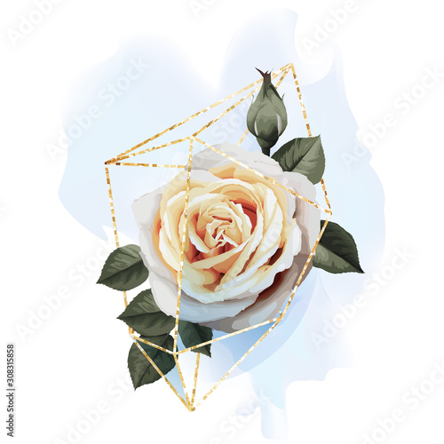 Bouquet in a crystal. Greeting card with flowers and crystal, can be used as ...