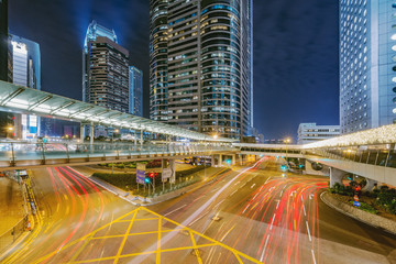 Wall Mural - View of the evening city streets in Central district. Hong Kong.