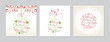 Merry Christmas square cards set with bauble and greetings. Doodles and sketches vector Christmas illustrations.