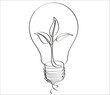 Continuous one line drawing little shoot grow in a light bulb. Eco concept.