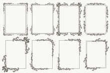 Calligraphic Frame Set. Borders Corners Ornate Frames. Vector