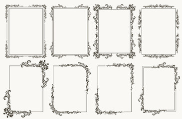 calligraphic frame set. borders corners ornate frames. vector
