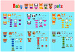 © Mosaic - vector set of cute Baby Pets with details for animation