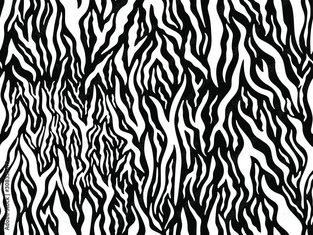 Full seamless zebra and tiger stripes animal skin pattern illustration ...