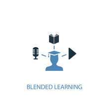 Blended Learning Concept 2 Colored Icon. Simple Blue Element Illustration. Blended Learning Concept Symbol Design From ELearning Set. Can Be Used For Web And Mobile UI/UX