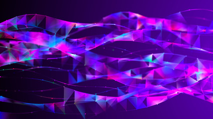 Poster - Visualization musical sounds. Abstract technology background. Artificial intelligence. Science background. Big data visualization. 3D rendering.