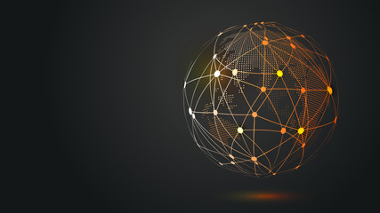 Wall Mural - digital earth, point and line connection, innovative technology polygon network connection concept