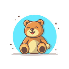 Cute Teddy Bear Vector Icon Illustration. Baby Toy Icon Logo. Brown Teddy Bear. Kids. Baby Bear. 