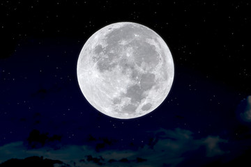 super full moon on night sky.