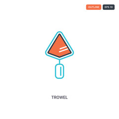 Wall Mural - 2 color Trowel concept line vector icon. isolated two colored Trowel outline icon with blue and red colors can be use for web, mobile. Stroke line eps 10.