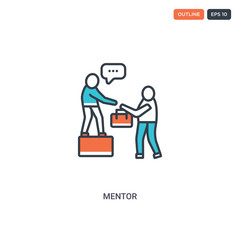 2 color mentor concept line vector icon. isolated two colored mentor outline icon with blue and red colors can be use for web, mobile. Stroke line eps 10.