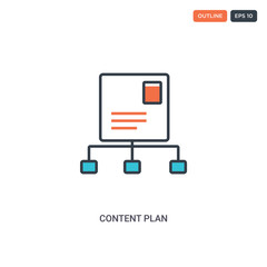 2 color Content plan concept line vector icon. isolated two colored Content plan outline icon with blue and red colors can be use for web, mobile. Stroke line eps 10.