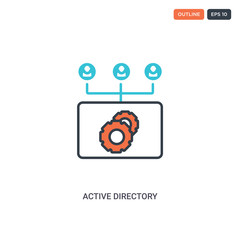 2 color active directory concept line vector icon. isolated two colored active directory outline ico