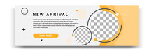 Abstract Gradient Modern Geometric Banner Template Design In Yellow, Orange, White Color. Suitable For Advertising And Promotion In Social Media Post, Blog, Web, Cover, Header. Vector Illustration. 