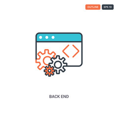 2 color Back End concept line vector icon. isolated two colored Back End outline icon with blue and red colors can be use for web, mobile. Stroke line eps 10.
