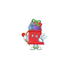 Poster - Cute santa bag full of gift Cupid cartoon character with arrow and wings