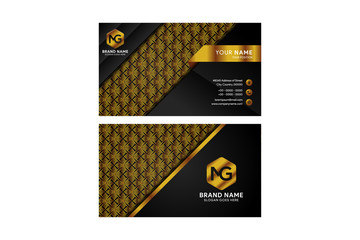 Wall Mural - Luxury and elegant black gold business cards template on black background. diagonal space for gold square pattern. sample place of text and icon location. 