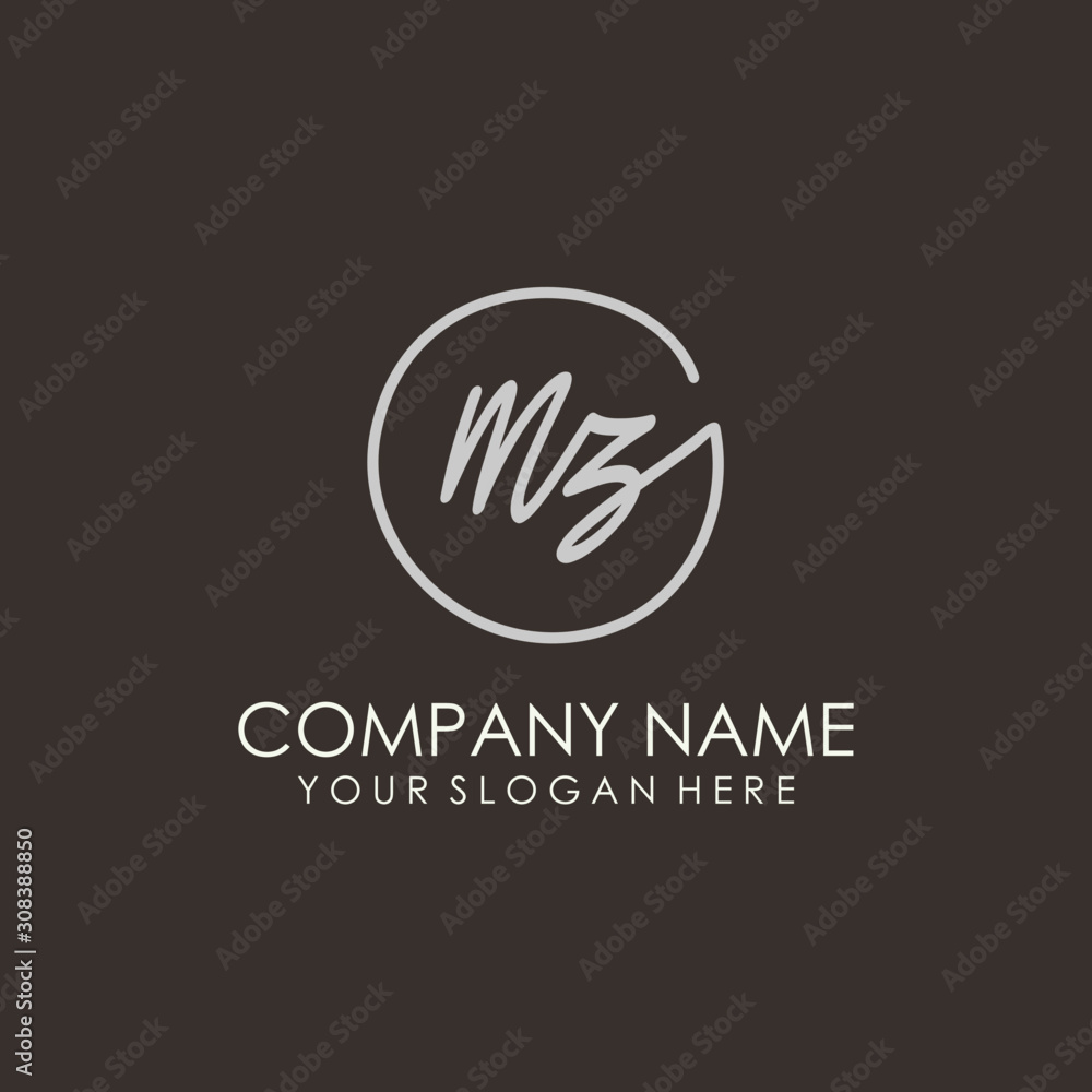 Mz Sign MZ initials signature logo. Handwritten vector logo template connected ...