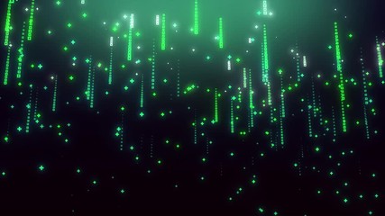 Falling binary numbers code rain. Algorithm digital with the matrix style. abstract future tech concept of traffic communication and transfer data stream. Seamless loop animation 4K background.